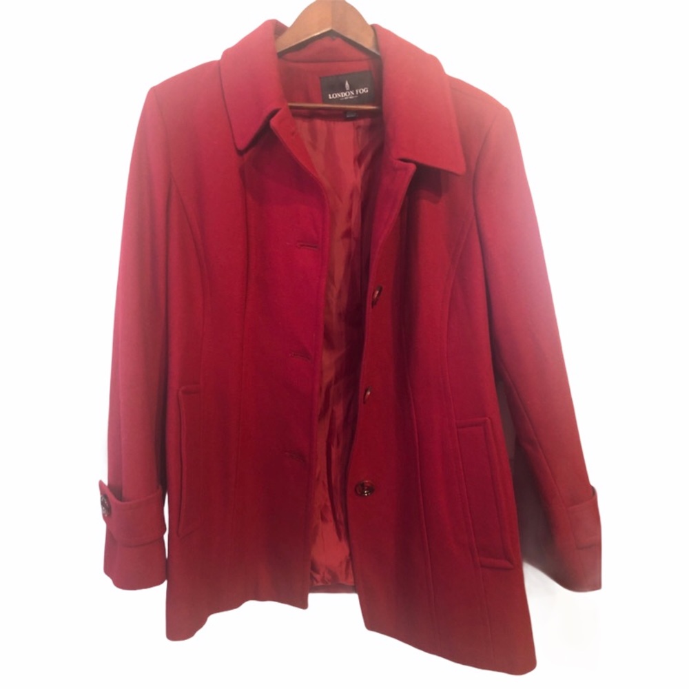 Luxury Red Coat XL | London Fog Crimson Red Winter Coat